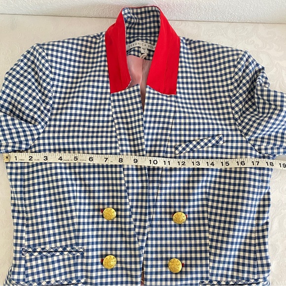 VERONICA BEARD
Blue white Double breasted Gingham Jacket - Picture 12 of 14